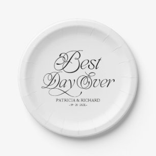 Best Day Ever Modern Minimalist Wedding Paper Plate