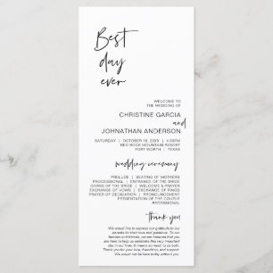 Best day ever, Modern Minimalist Wedding Program