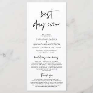Best day ever, Modern Minimalist Wedding Program