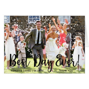 Best Day Ever Modern Wedding Thank You Note Card