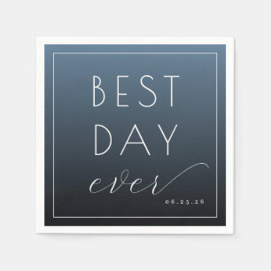 Best Day Ever Optimistic Blue Typographic Napkin