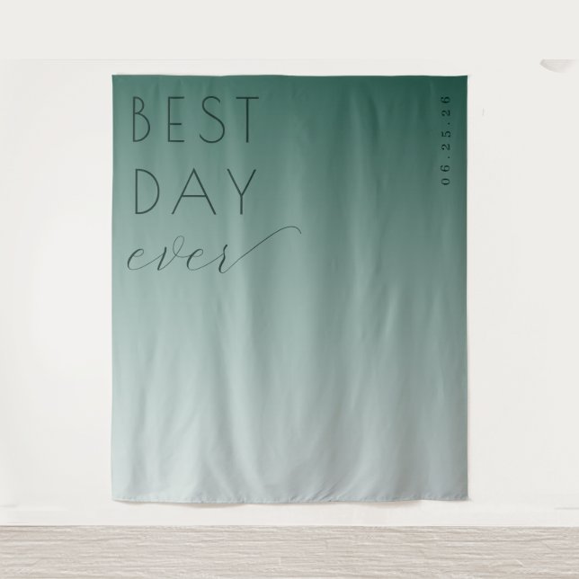 Best Day Ever Optimistic Teal Gradient Tapestry (Front)