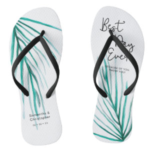 Best Day Ever Personalized Beach Wedding Flip Flops