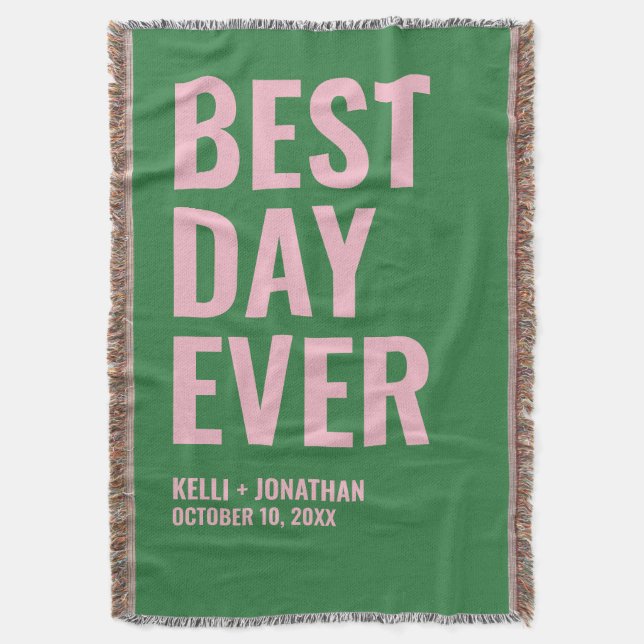 Best Day Ever Personalized Wedding Blanket Gift (Front Vertical)