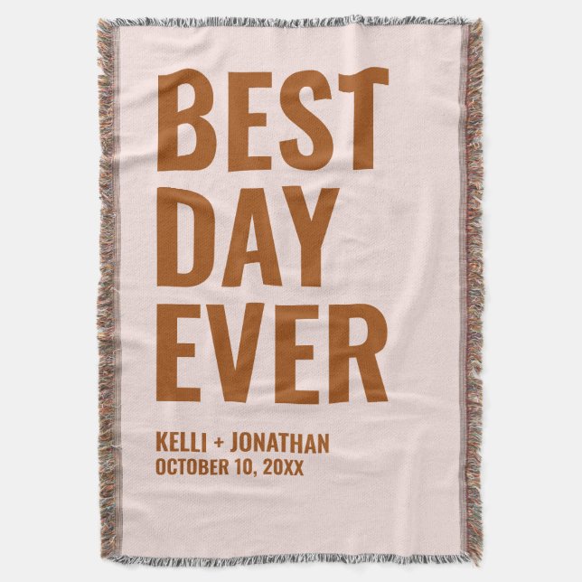 Best Day Ever Personalized Wedding Blanket Gift (Front Vertical)