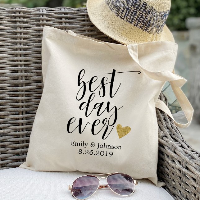 best day ever,personalized wedding welcome,gift tote bag (Creator Uploaded)