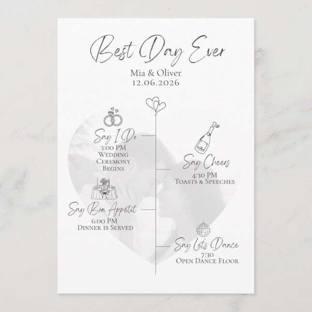 Best Day Ever Photo Wedding Program (Front)