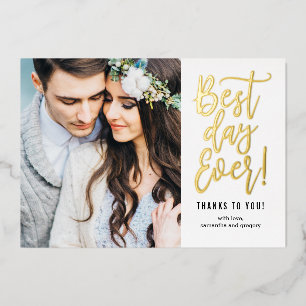 Best Day Ever REAL FOIL Photo Thank You Card