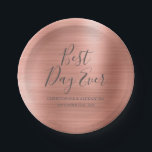 Best Day Ever Rose Gold Blush Pink Wedding Paper Plate<br><div class="desc">The Best Day Ever Faux Modern and Elegant Metallic Rose Gold Foil Blush Pink Plates which are perfect for a Rose Gold or Blush Pink Wedding Reception.The custom Wedding Reception Plates allow the ability to update the bride and grooms name and wedding date.</div>