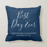 Best Day Ever Rose Navy Blue Wedding Throw Pillow<br><div class="desc">Best Day Ever Wedding Navy Blue and White Simple Typography Pillow which is perfect for an elegant Wedding or Bridal Shower Gift. This Navy Blue pillow is perfect for a Bridal Shower Wedding Gift. If you need additional matching items,  please contact the designer.</div>