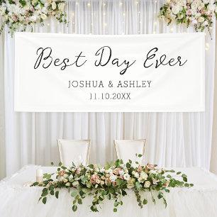 Best Day Ever Script Wedding Reception Welcome Banner