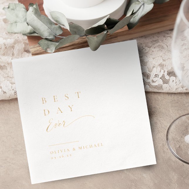 Best Day Ever Simply Typography Modern Wedding (Best Day Ever Simply Typography Modern Wedding Foil Napkins)
