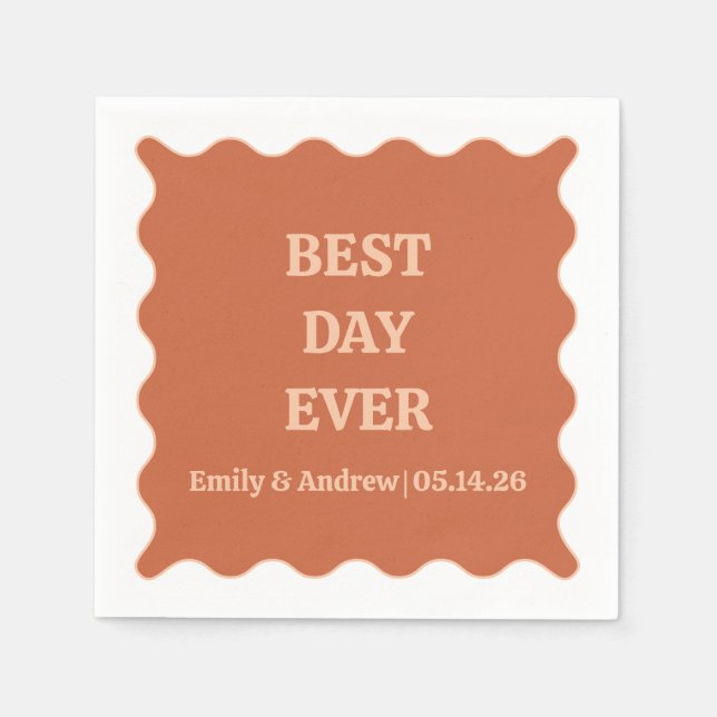 Best Day Ever Terracotta Boho Wedding  Napkin (Front)