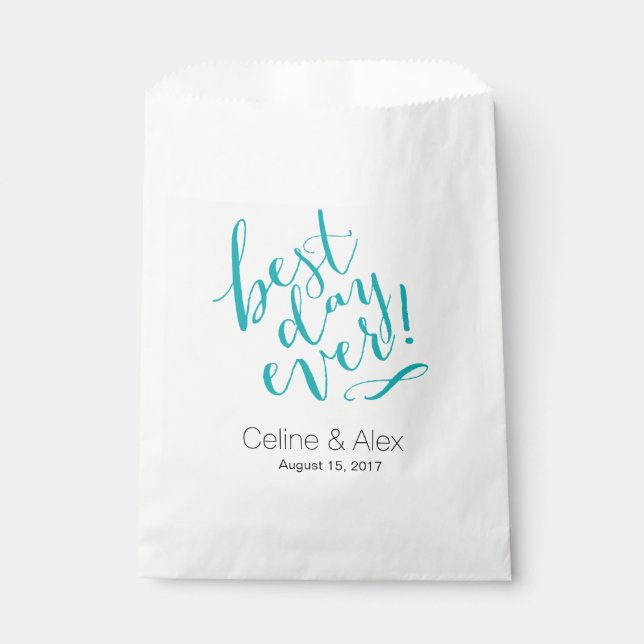 BEST DAY EVER Wedding Day | teal Favour Bag (Front)