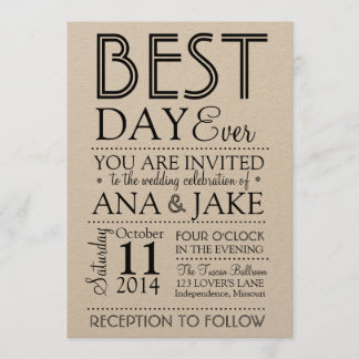 BEST DAY EVER Wedding Invitation
