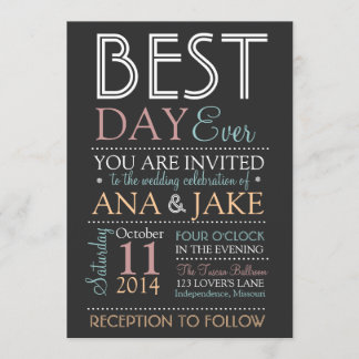 BEST DAY EVER Wedding Invitation- COLORFUL Edition Invitation