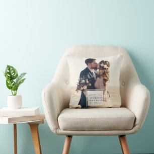 Best Day Ever Wedding Photo Newlywed Anniversary Throw Pillow