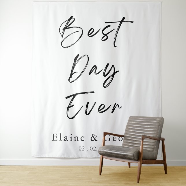 Best Day Ever Wedding Photo Prop Backdrop Tapestry (In Situ)