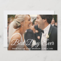 Best Day Ever Wedding Photo Thank You Card