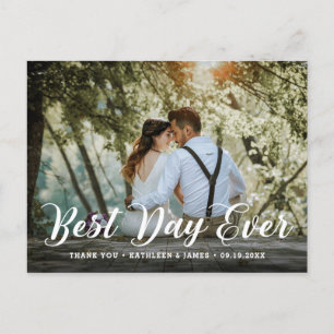 Best Day Ever    Wedding Photo Thank You Postcard
