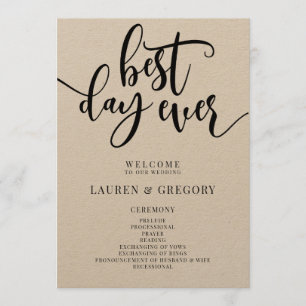 Best Day Ever Wedding Program Fan