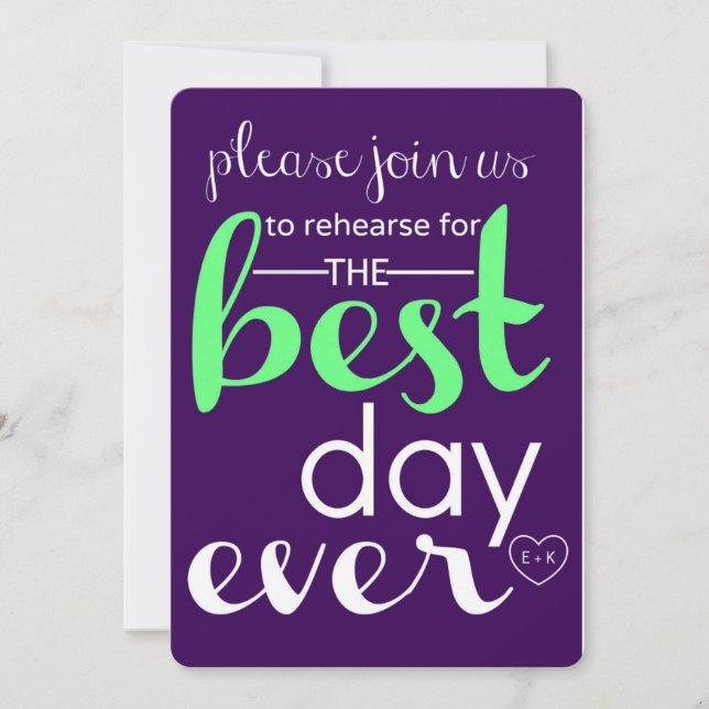 Best Day Ever Wedding Rehearsal Invite CUSTOM (Front)