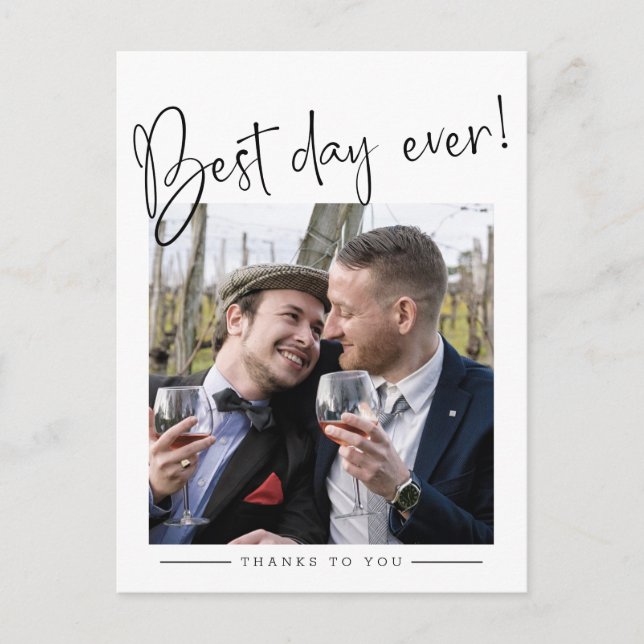 Best Day Ever! Wedding Thank You Announcement Postcard (Front)