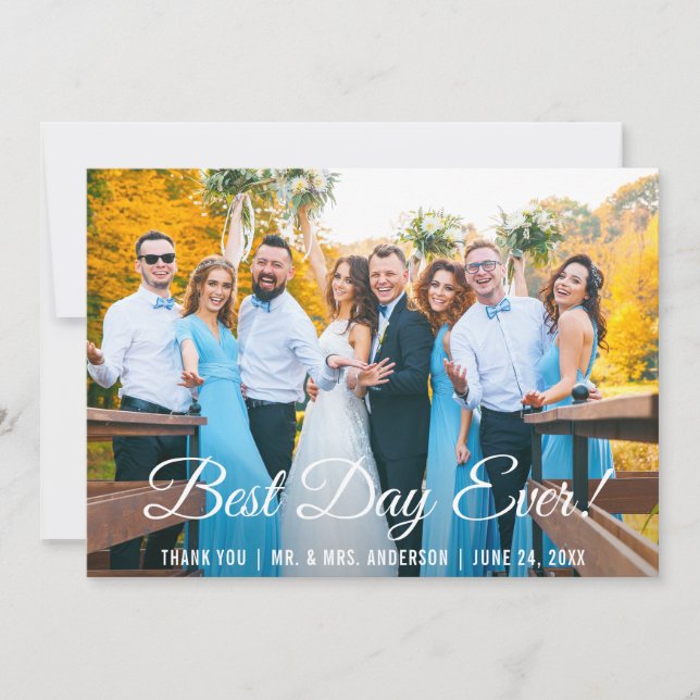 Best Day Ever Wedding Thank You Photo Card (Front)