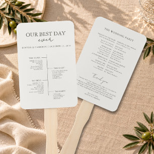 Best Day Ever Wedding Timeline Ceremony Program Hand Fan