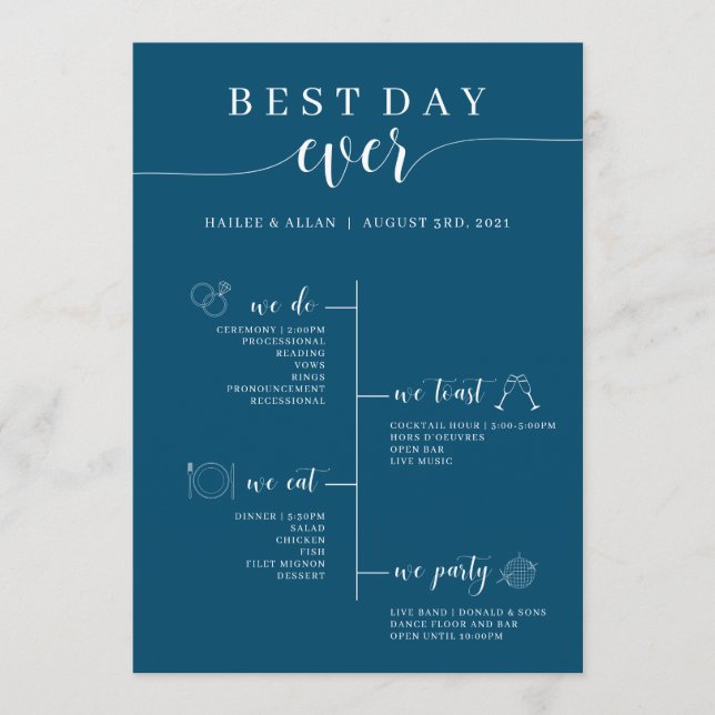 Best Day Ever Wedding Timeline Program (Front)