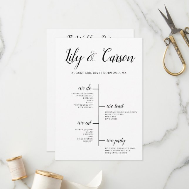 Best Day Ever Wedding Timeline Program (Front/Back In Situ)