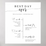 Best Day Ever Wedding Timeline Program Poster<br><div class="desc">This wedding timeline poster is the perfect way to give your guests information about your wedding day!</div>