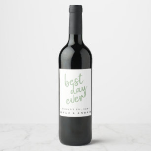 Best Day Sage Green Personalized Wine Label