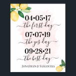 Best Day Wedding Date Yes Day Pink Lemons Sign<br><div class="desc">Change dates and Couples' names to the design, for additional customization (font colour, font style, remove or move elements, change other wording), click on personalize, scroll down and click on the link "Edit using Design Tool". ** Please see the full collection for matching invitations, bridal shower games, tags, and signs...</div>