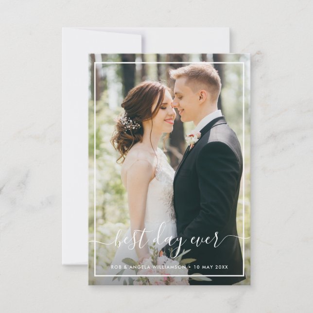 Best Day wedding photo thank you card (Front)