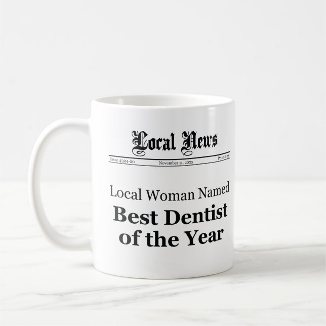 Best Dentist of The Year Newspaper Mug (Gauche)
