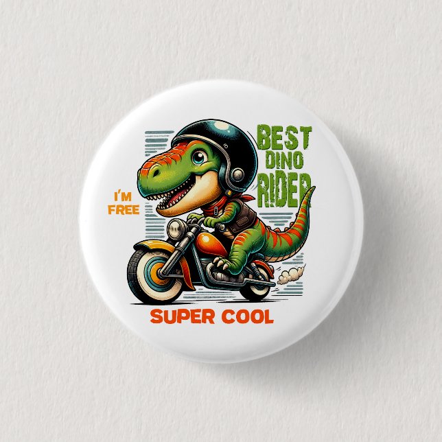 Best dino rider super cool  1 inch round button (Front)