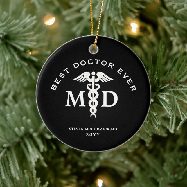 Best Doctor Ever Medical Personalized Christmas Ceramic Ornament (Tree)