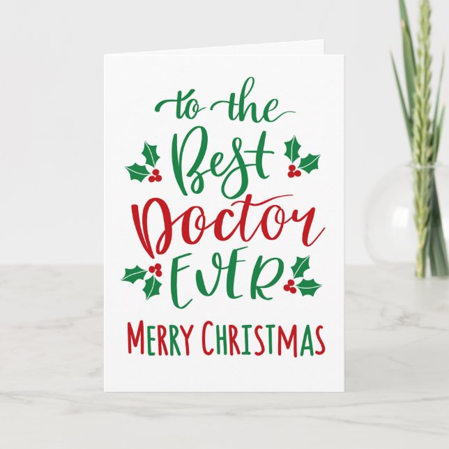Best Doctor Ever Merry Christmas Typography Card (Front)