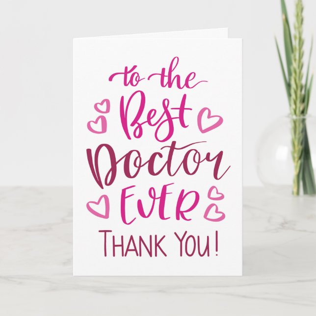 Best Doctor Ever Thank you Typography in Pink Card (Front)