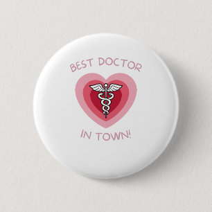 Best Doctor In Town Heart Medical Design 2 Inch Round Button
