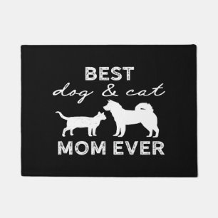 Best Dog And Cat Mom Gift Cute Crazy Cat Lady Dog Doormat
