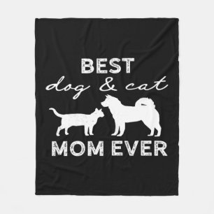 Best Dog And Cat Mom Gift Cute Crazy Cat Lady Dog Fleece Blanket