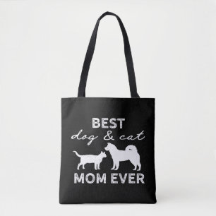 Best Dog And Cat Mom Gift Cute Crazy Cat Lady Dog Tote Bag