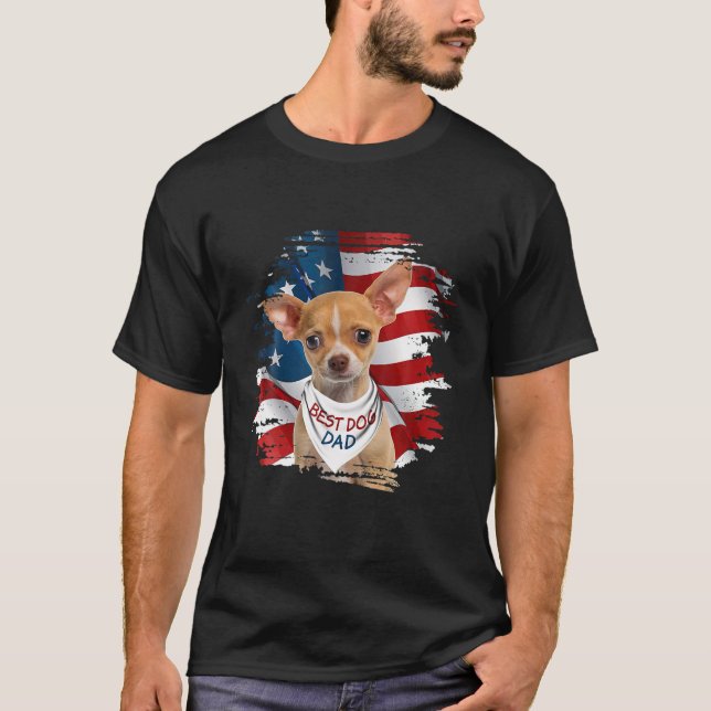 Best Dog Chihuahua Dad Cute USA Flag Happy Father' T-Shirt (Front)