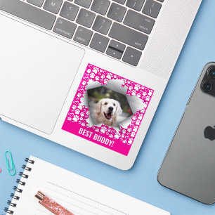 Best Dog Custom Pet Photo Paw Print Heart Pattern