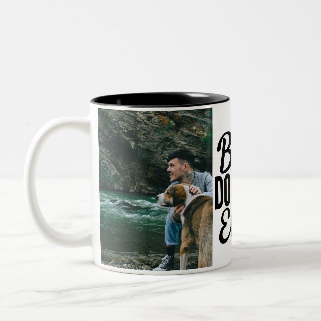 Best Dog Dad 2 Photo Double Sided Two-Tone Coffee Mug (Left)