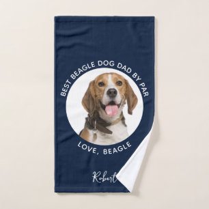 Best Dog Dad by Far Pet Beagle Photo Custom Hand Towel