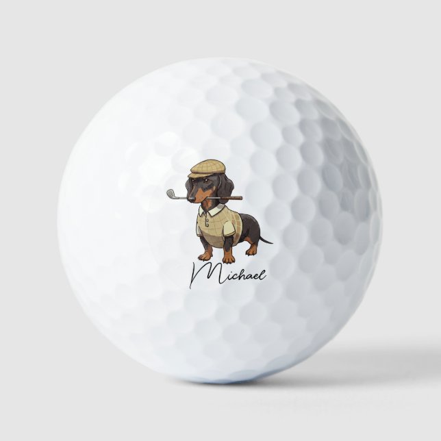 Best Dog Dad By Par Dachshund Name Golf Ball (Front)