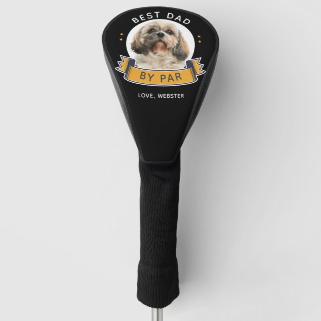 Best Dog Dad By Par Golfing Fathers Day Retro Golf Head Cover (Front)